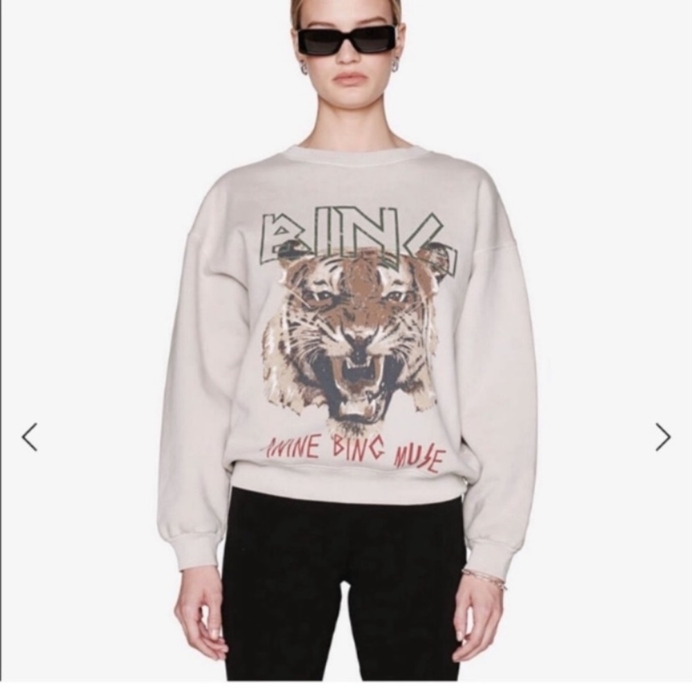 Anine Bing Muse Tiger Ecru Sweatshirt